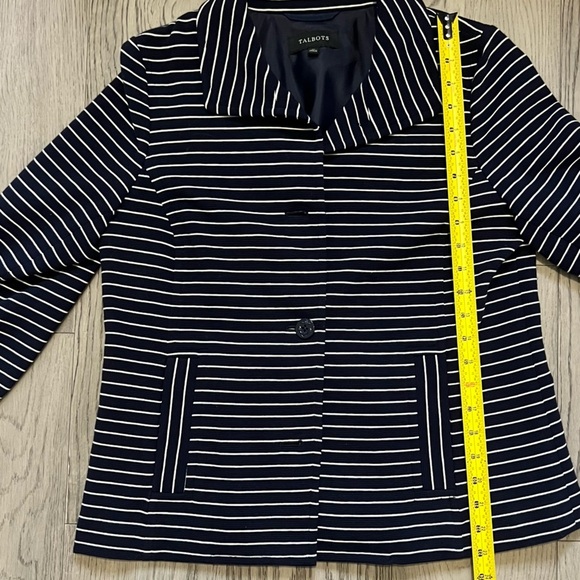 Talbots Navy and White Striped Preppy Nautical Blazer - Picture 9 of 10